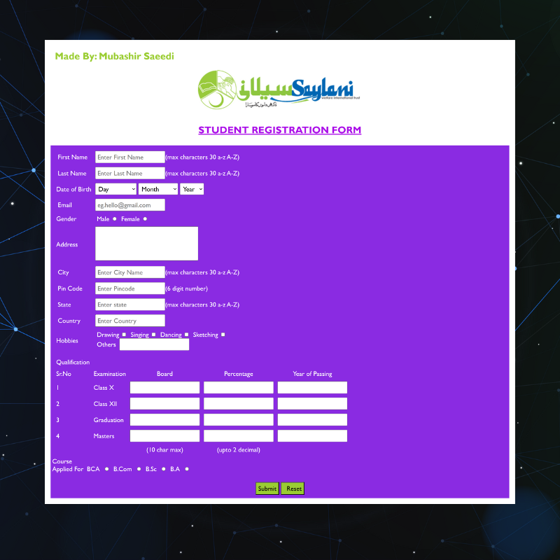 Student Registration Form